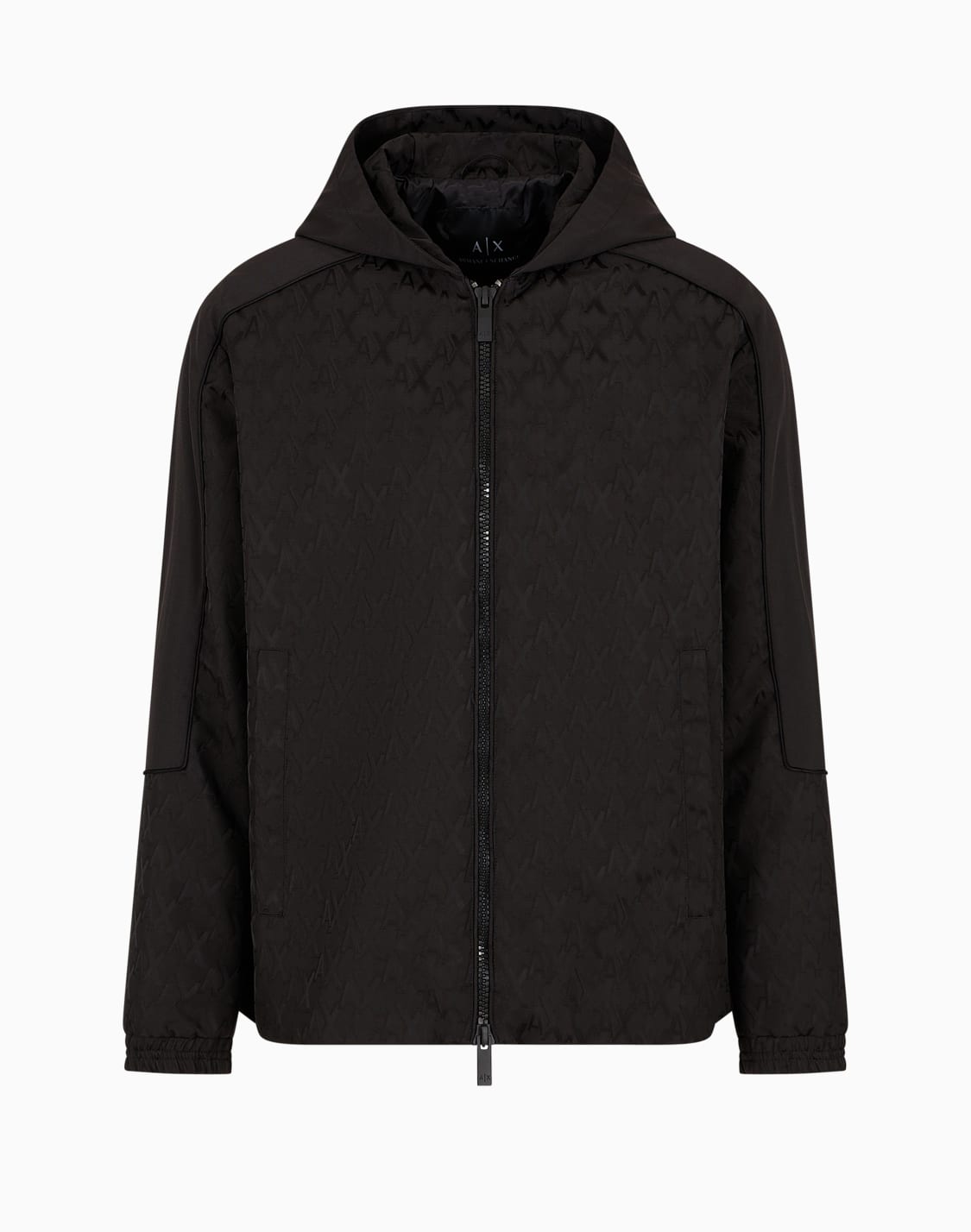 blouson-with-hood-in-monogram-coated-fabric-black--armani-exchange