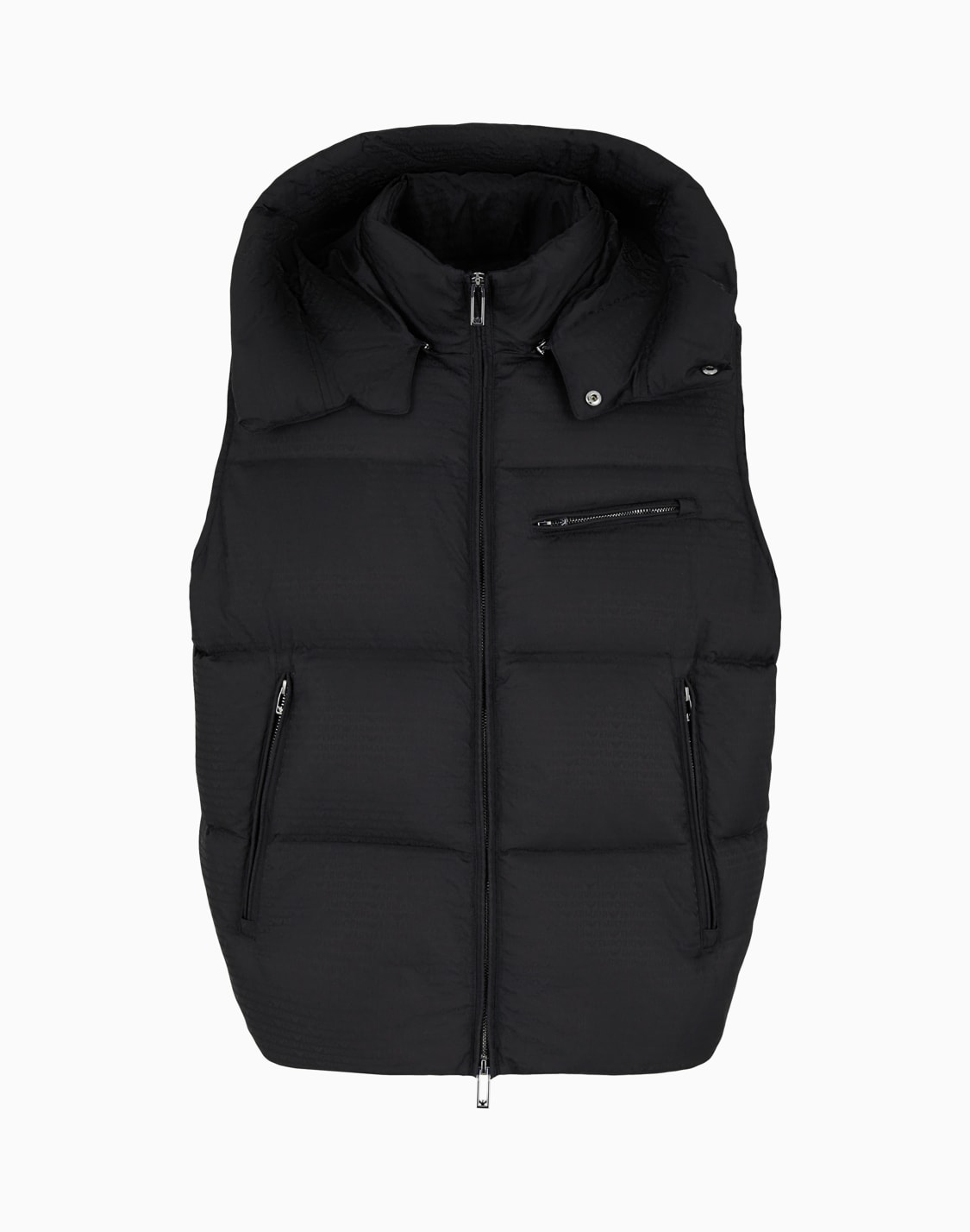 zipped-hooded-sleeveless-down-jacket-in-jacquard-nylon-with-all-over-logo-lettering-black--emporio-armani