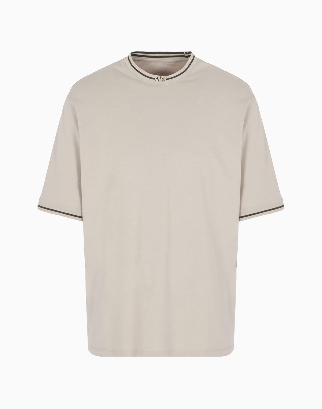 relaxed-fit-t-shirt-with-contrast-piping-in-asv-cotton-beige--armani-exchange