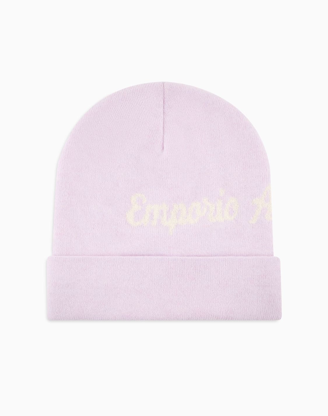 gorro-en-mezcla-de-lana-y-algodn-con-maxilogotipo-en-tejido-jacquard-rosa--emporio-armani
