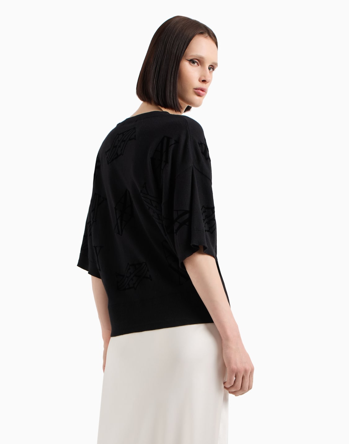 0401~ARMANI EXCHANGE Faux Fur Striped Sweater main image 1