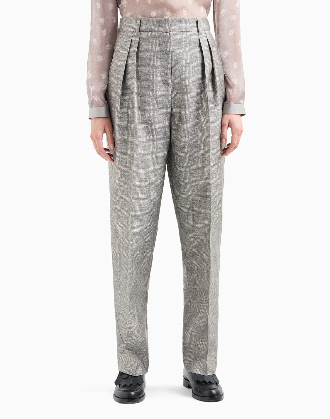 pantalones-con-pinzas-de-viscosa-prncipe-de-gales-icon-gris--emporio-armani