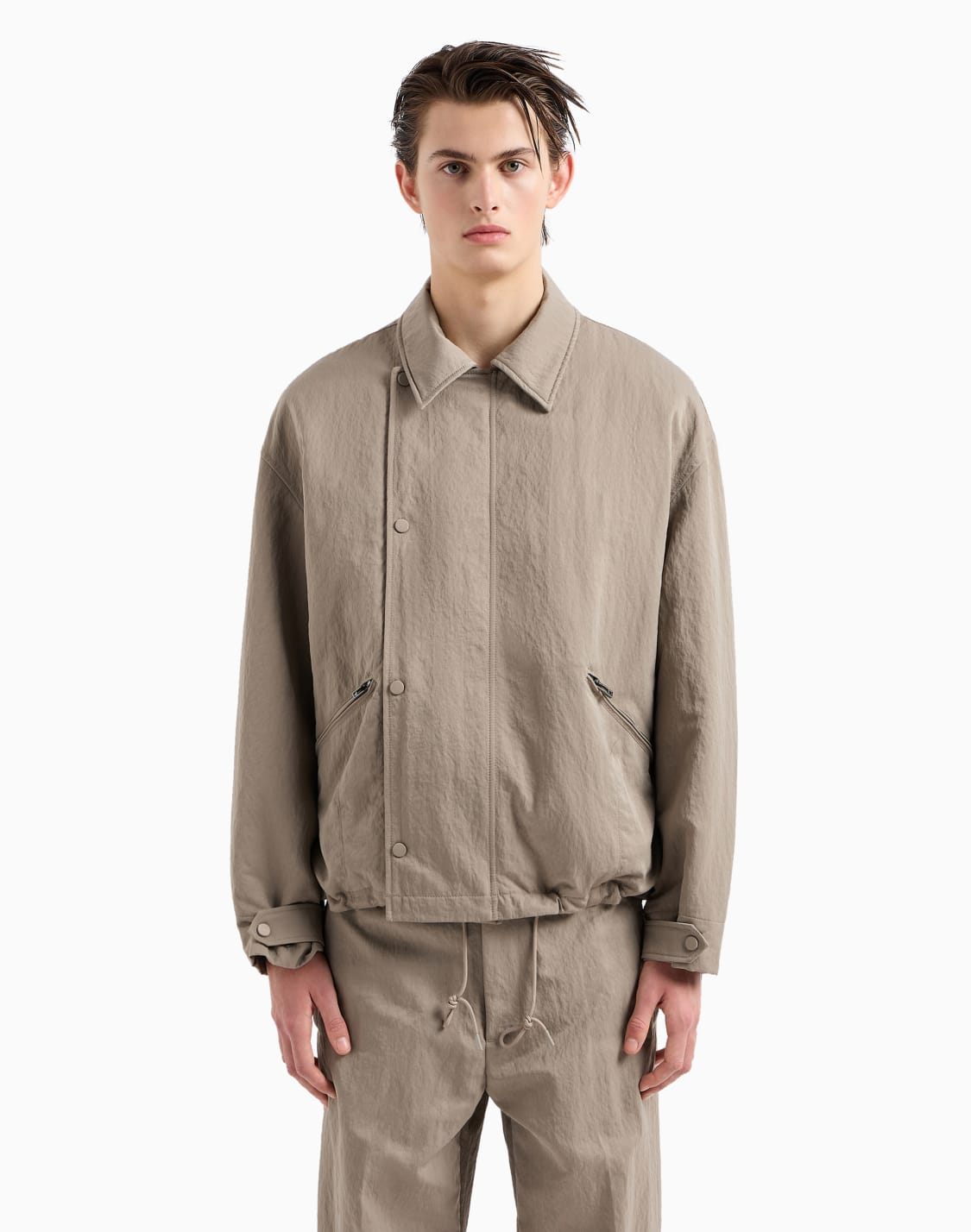 blouson-en-nylon-froiss-avec-boutons-pression-dcentrs-beige--emporio-armani