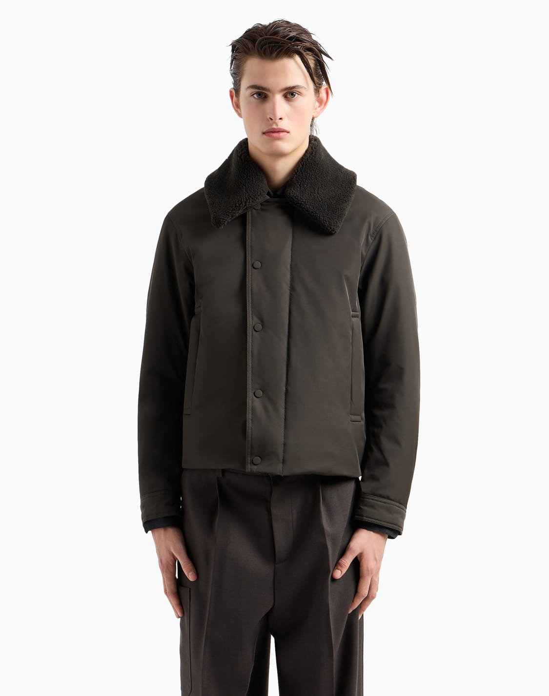 nylon-twill-jacket-with-shearling-effect-collar-brown--emporio-armani