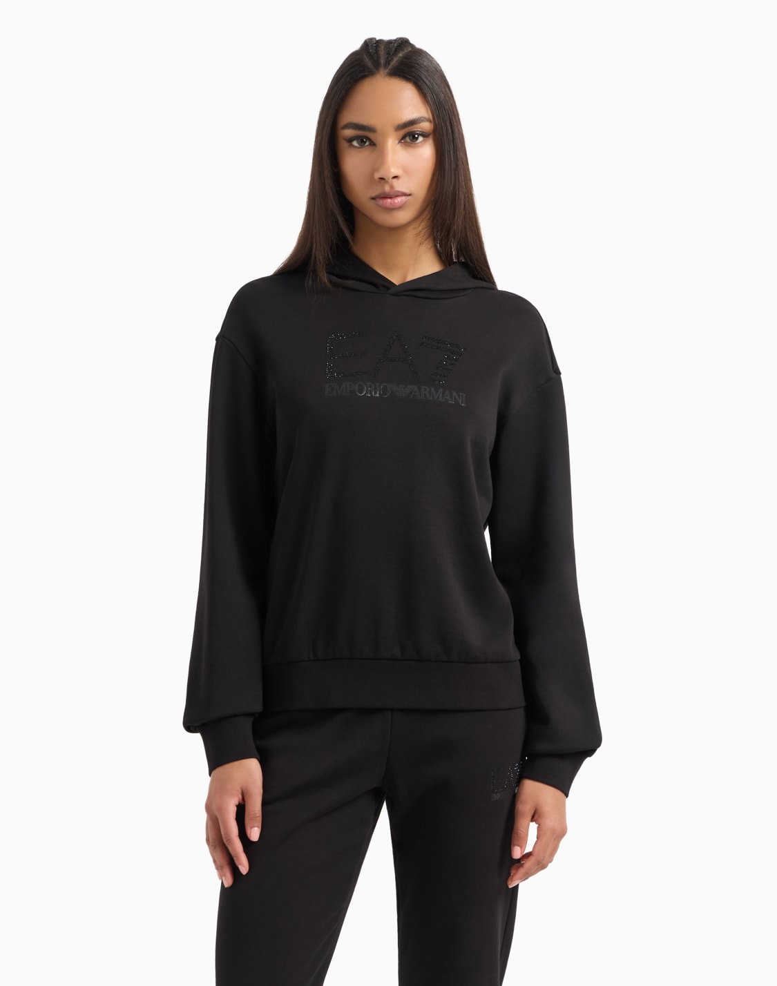 sweat-shirt-capuche-logo-series-en-mlange-de-coton-biologique-noir--ea7