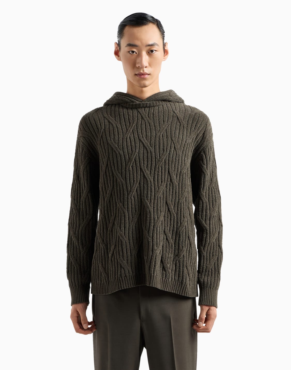 cable-knit-hooded-jumper-brown--emporio-armani