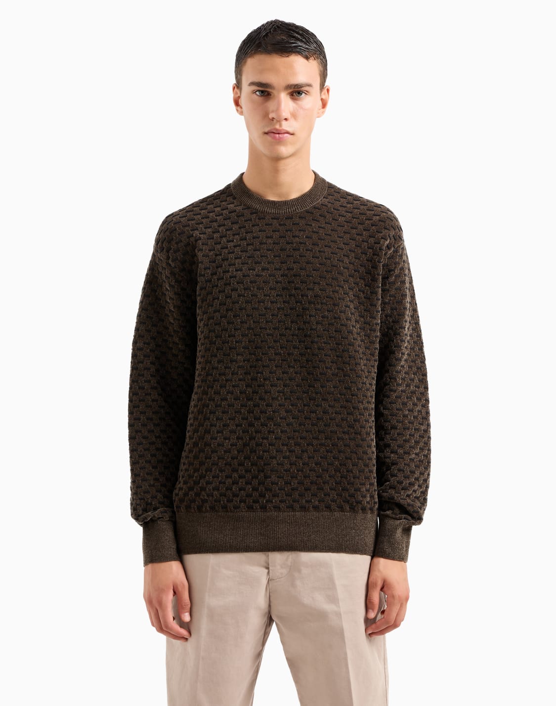 crewneck-sweater-with-embossed-workmanship-brown--armani-exchange