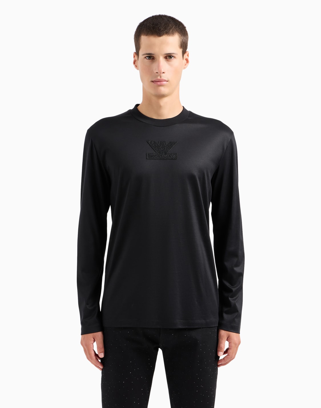 asv-clubwear-oversize-sweater-in-lyocell-blend-jersey-with-rhinestone-patch-black--emporio-armani