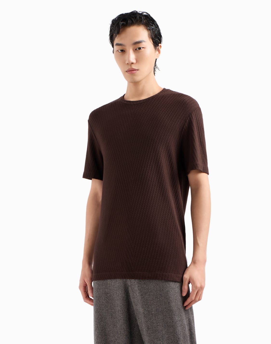 viscose-and-cashmere-jacquard-jersey-crew-neck-t-shirt-brown--giorgio-armani