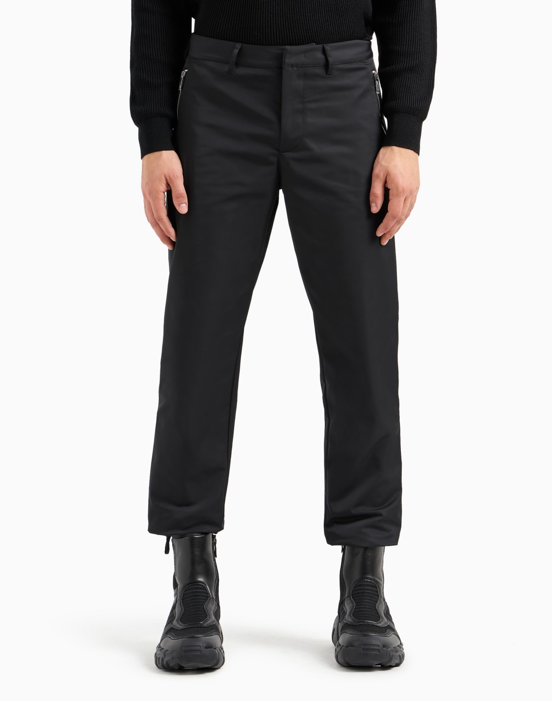slim-fit-trousers-in-shiny-twill-black--armani-exchange