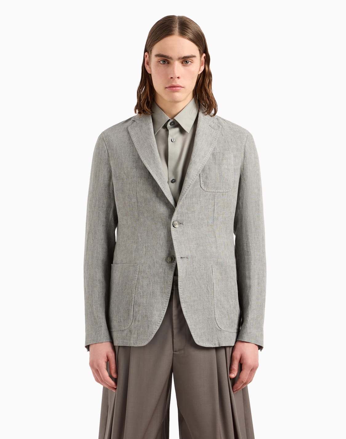 veste-simple-boutonnage-en-lin-dlav-toucher-crpe-gris--emporio-armani