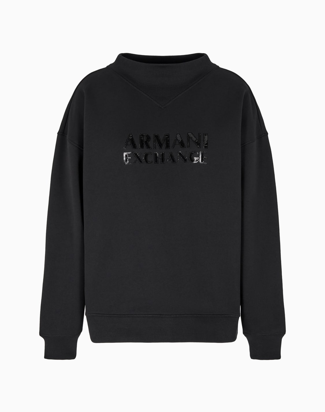 sudadera-de-cuello-alto-con-logo-brillante-en-contraste-negro--armani-exchange