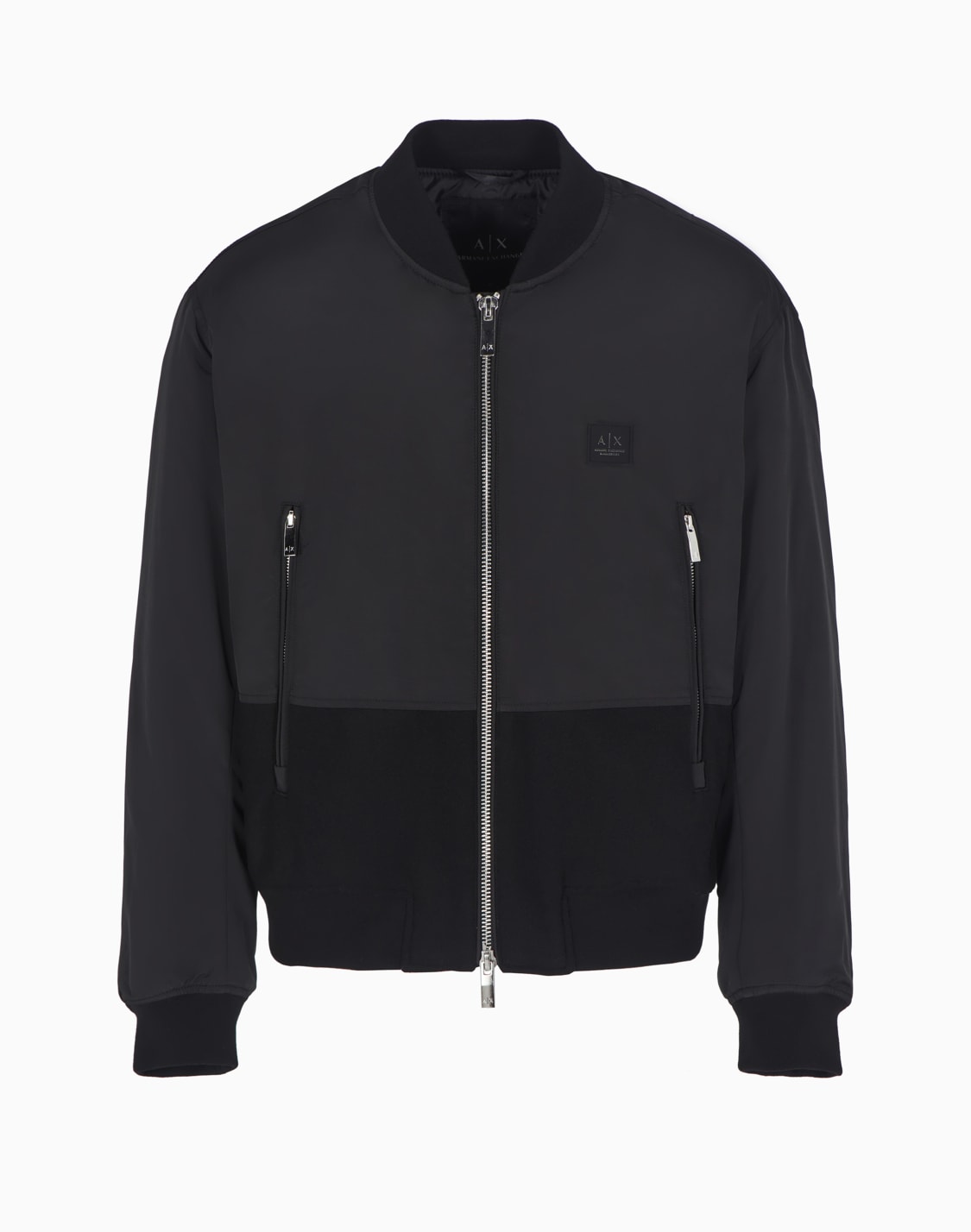 bomber-jacket-in-opaque-fabric-with-velvet-insert-black--armani-exchange