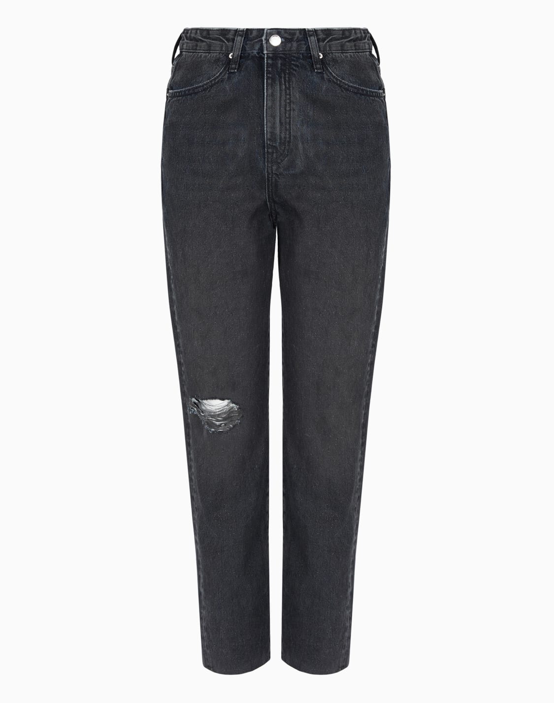 vaqueros-boyfriend-de-talle-bajo-en-denim-con-roturas-negro--armani-exchange