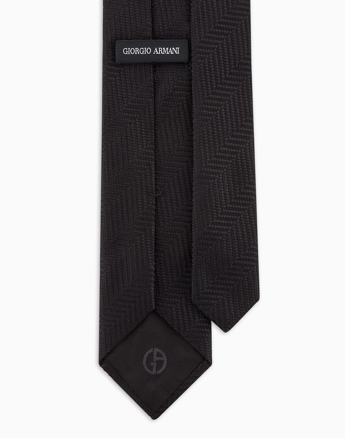 シルクネクタイ-ジャカドシェブロンモチフ-ブラック--giorgio-armani