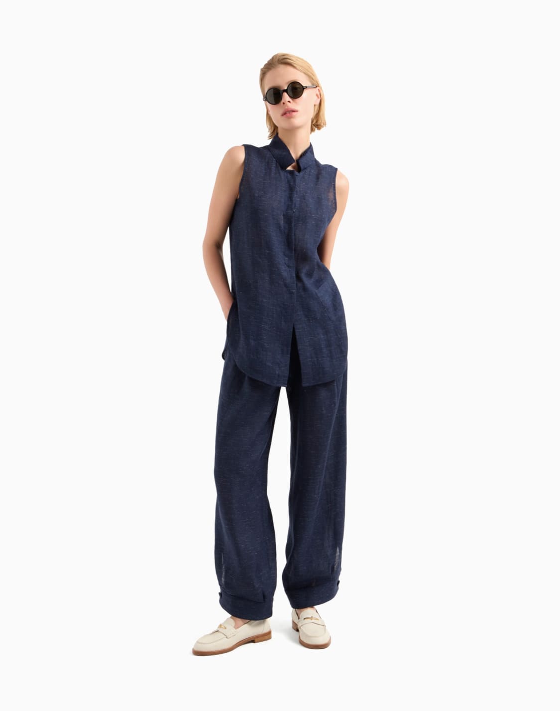icon-linen-blend-chambray-oversized-top-blue--emporio-armani