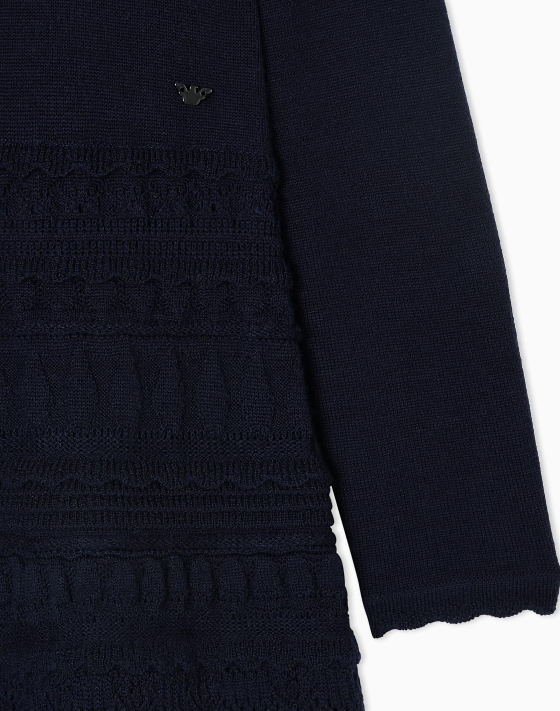 ニットドレス-ウル混紡-マイクロラッフル-ネイビブル--emporio-armani