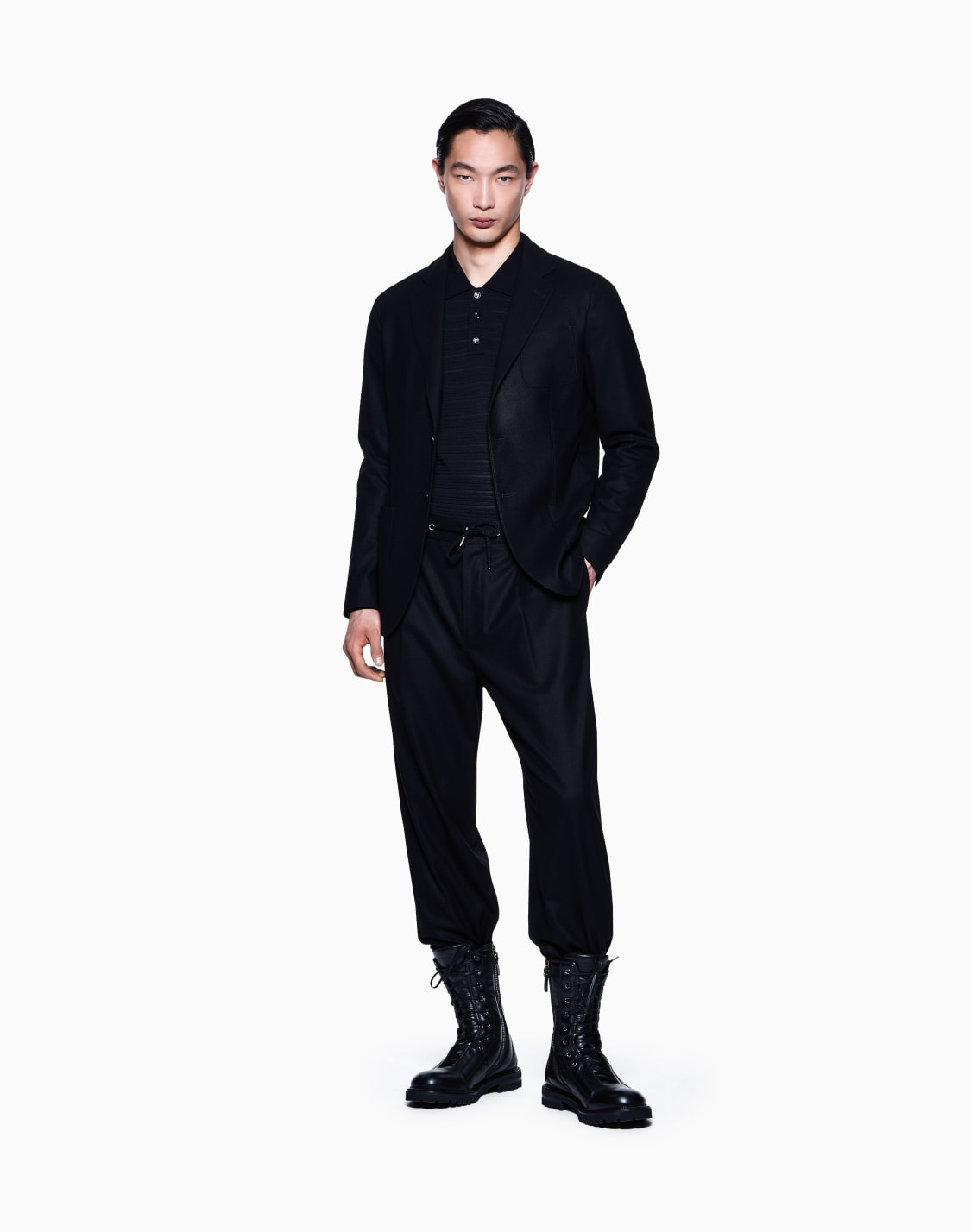 long-sleeved-polo-shirt-in-wool-jersey-with-a-stripe-motif-black--giorgio-armani
