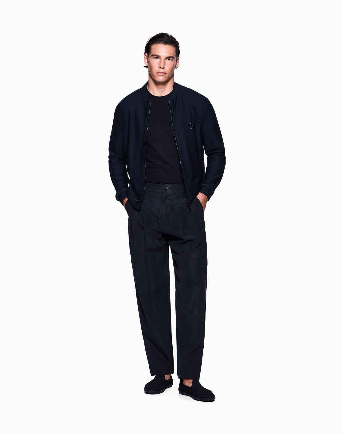 린넨-및-리오셀-소재-더블-플리츠-팬츠-네이비-블루--giorgio-armani