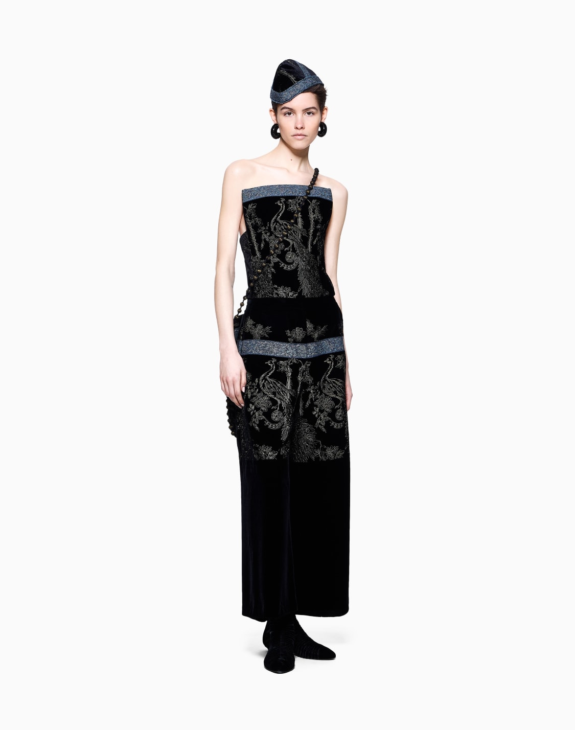 bustier-top-aus-besticktem-samt-gemustert--giorgio-armani