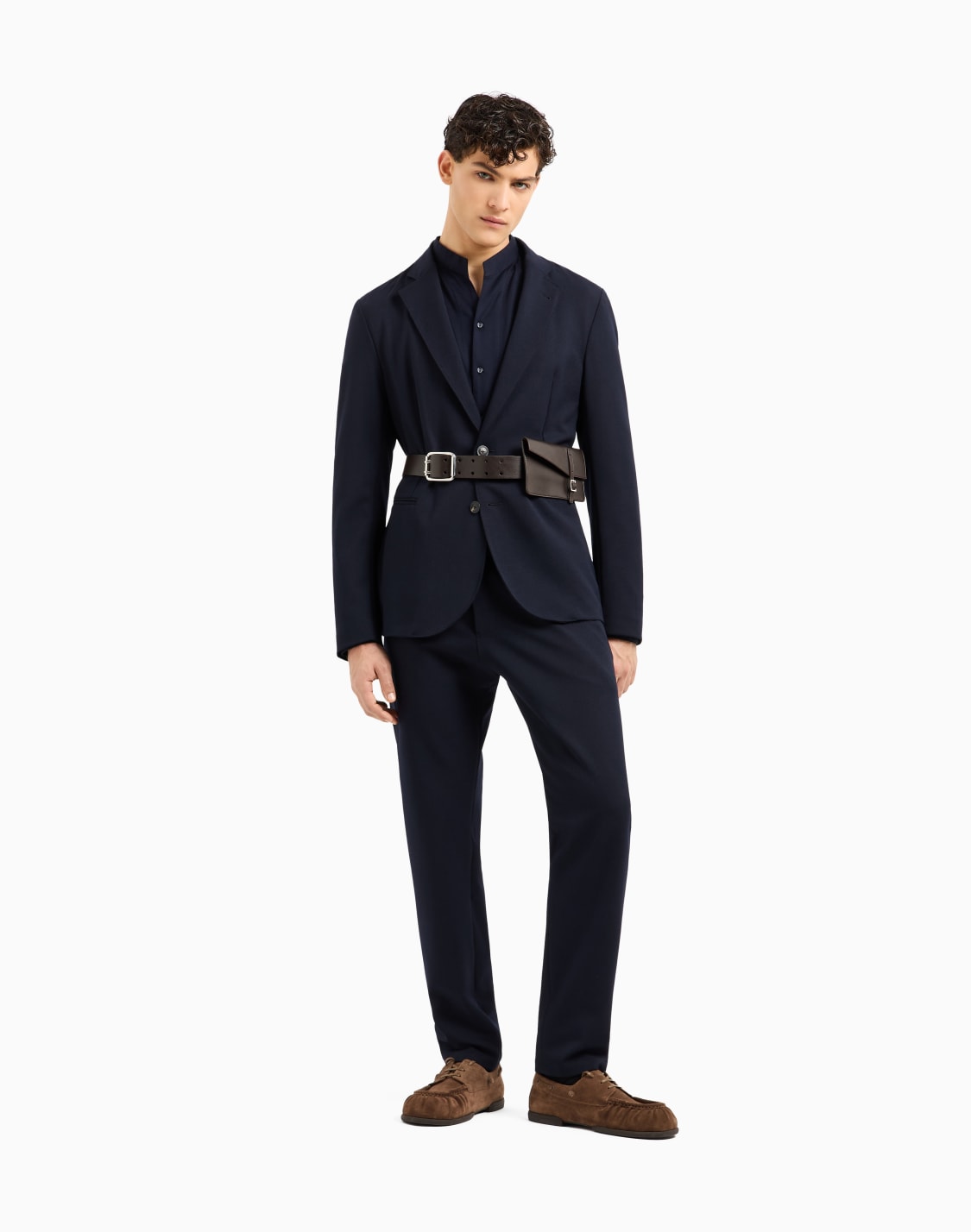グルカラシャツ-テクニカルコットン-ブル--emporio-armani