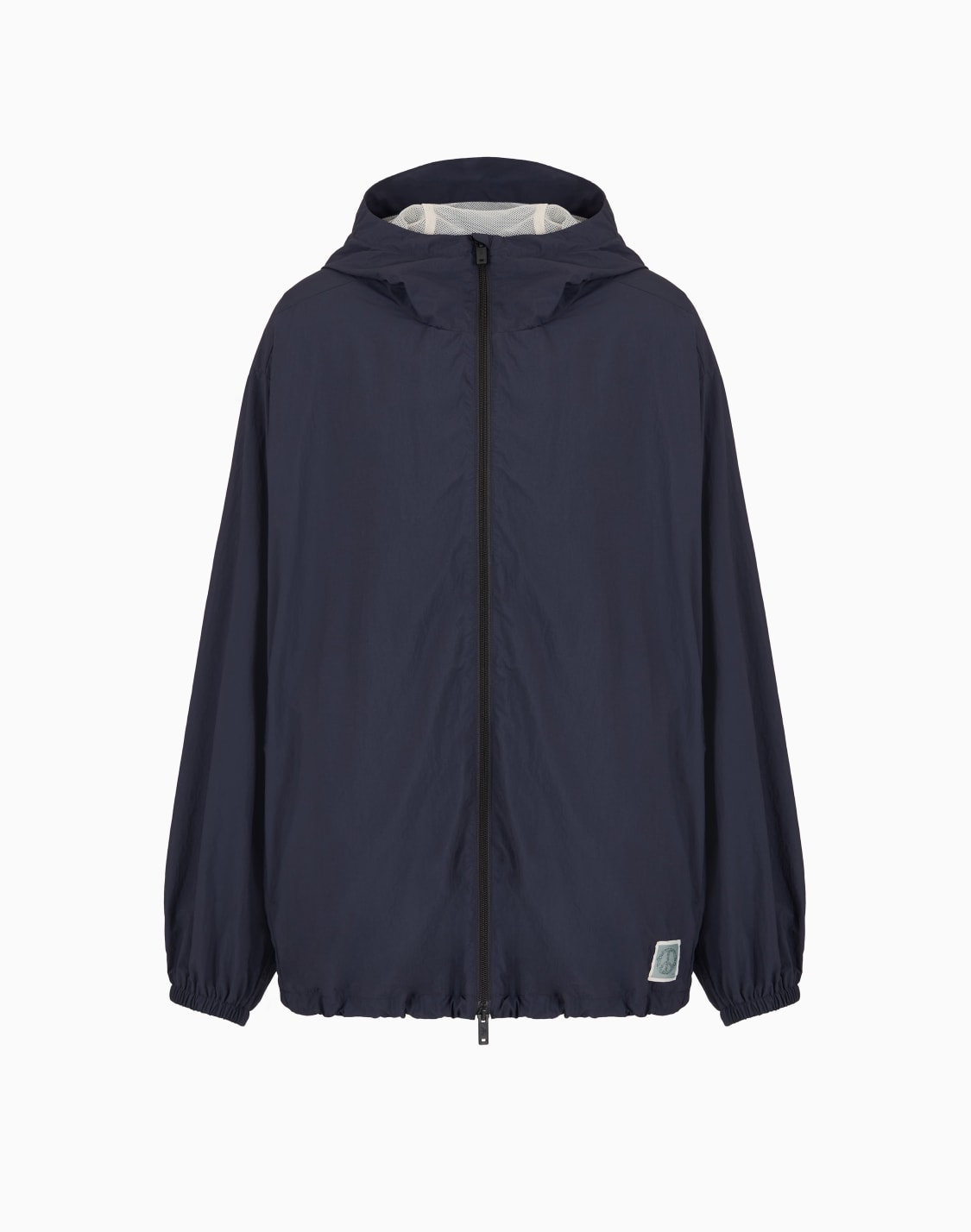 asv-peaceカプセルコレクション-フルジップブルゾン-ナイロン-フド付き-ネイビブル--emporio-armani
