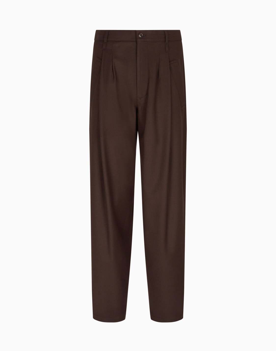 pantaloni-a-una-pince-in-panno-leggero-di-lana-marrone--giorgio-armani
