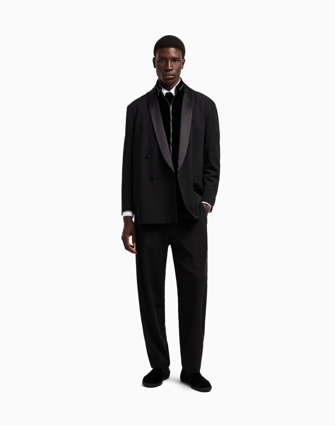 ジップアップジレ-ビスコスキュプラ-ベルベット-ブラック--giorgio-armani