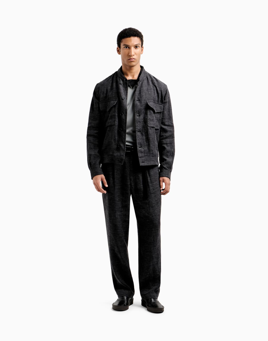 pantaloni-a-una-pince-in-twill-di-lino-dlav-grigio--giorgio-armani