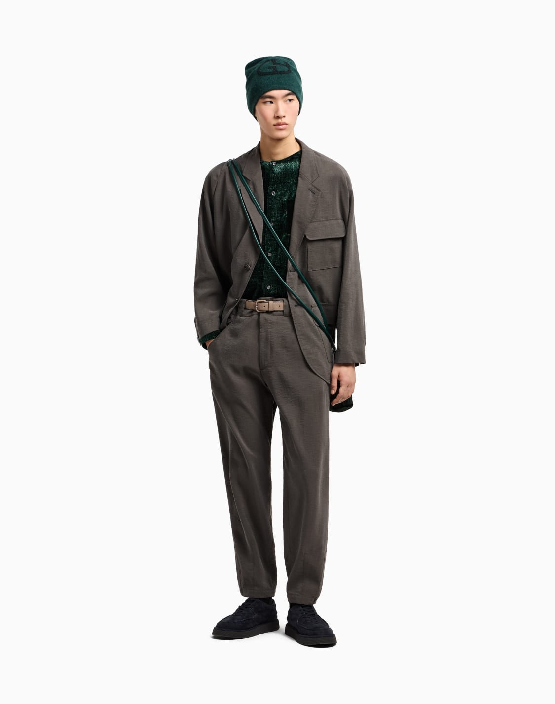 クルネックシャツ-ベルベット-プリント-グリン--giorgio-armani