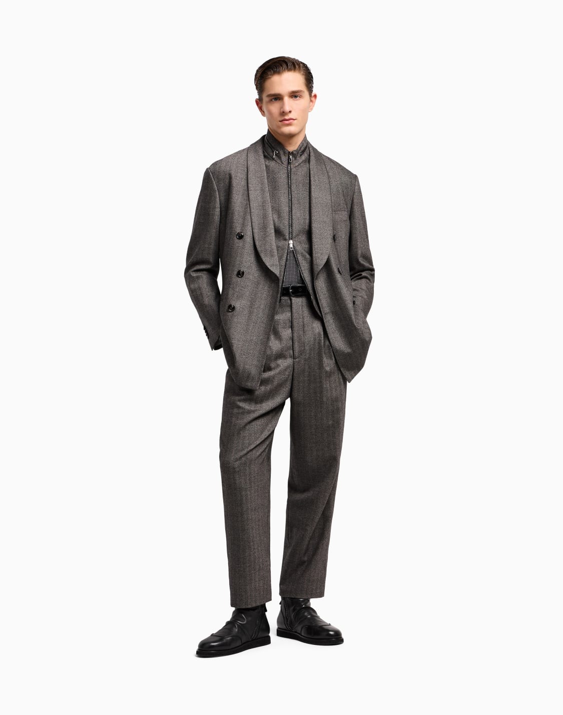 シャツ-シルクツイル-プリント-ブラック--giorgio-armani
