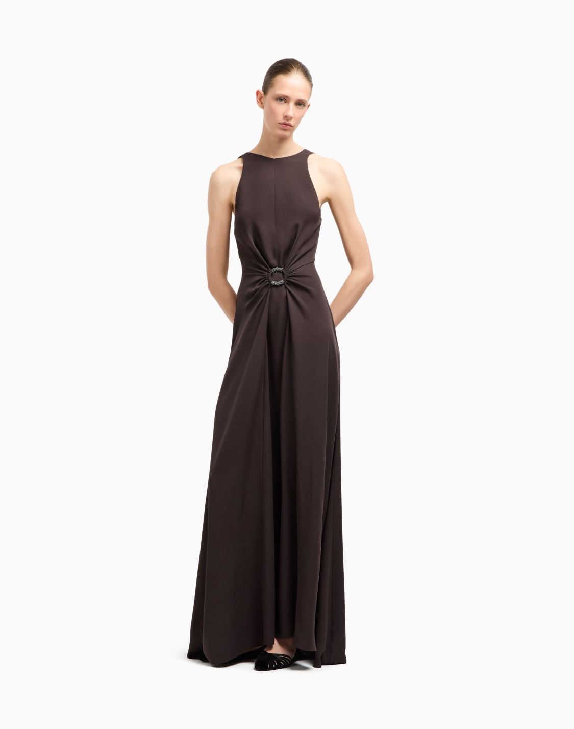 abito-lungo-in-tripla-georgette-di-seta-marrone--giorgio-armani