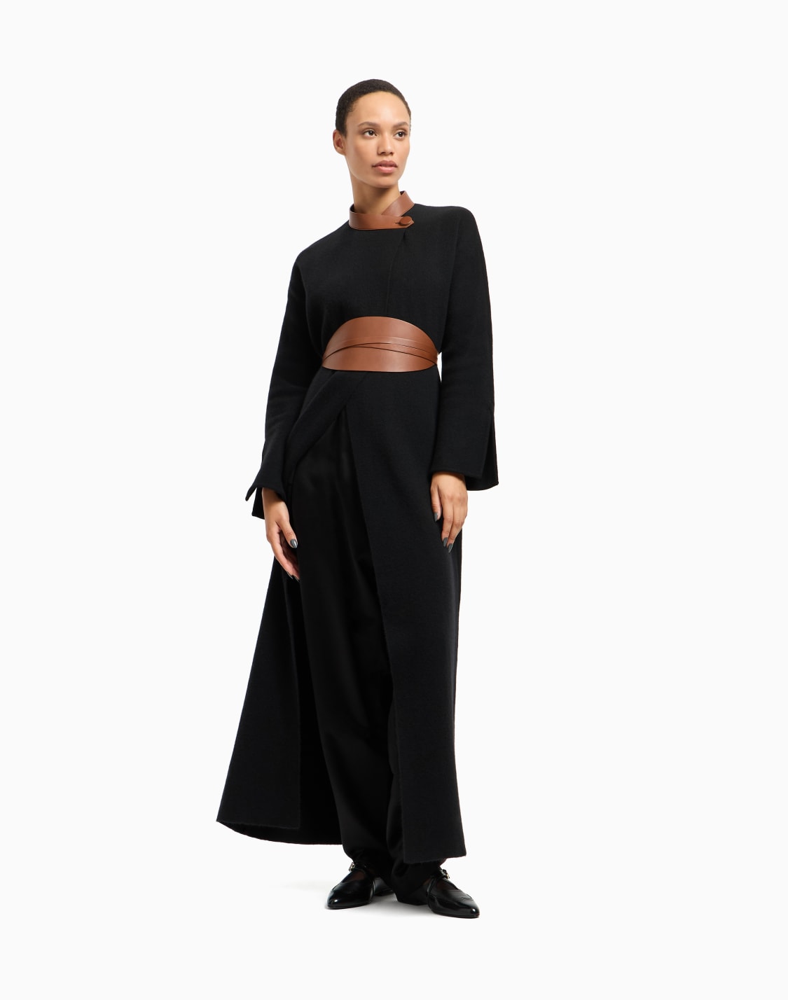 long-coat-in-bonded-wool-and-cashmere-with-leather-details-black--giorgio-armani