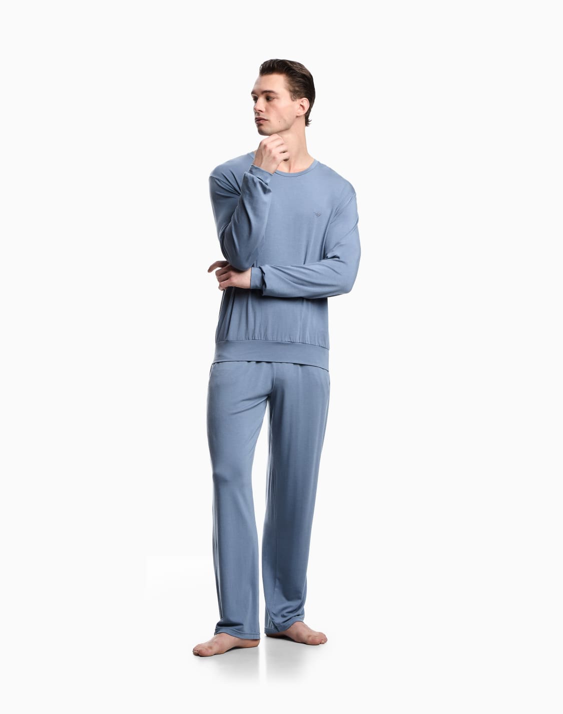 オンライン限定パジャマ-テクニカルウルリヨセル混紡-ライトブル--emporio-armani
