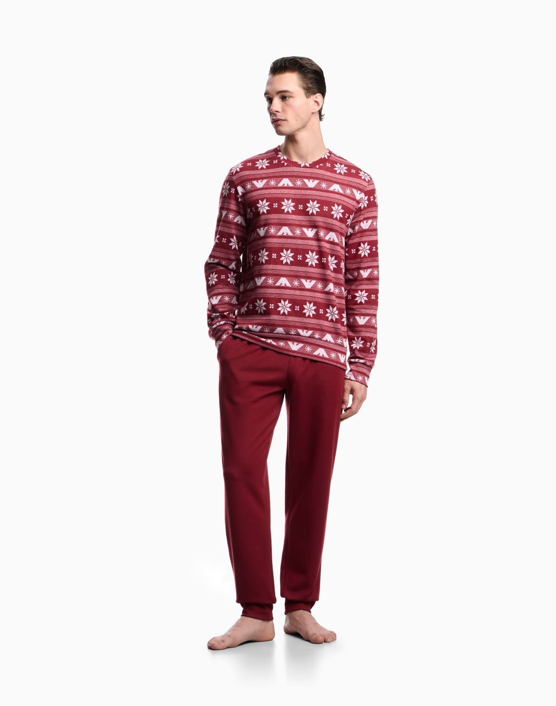 パジャマ-ジャジ-ホリデジャカド-レッド--emporio-armani