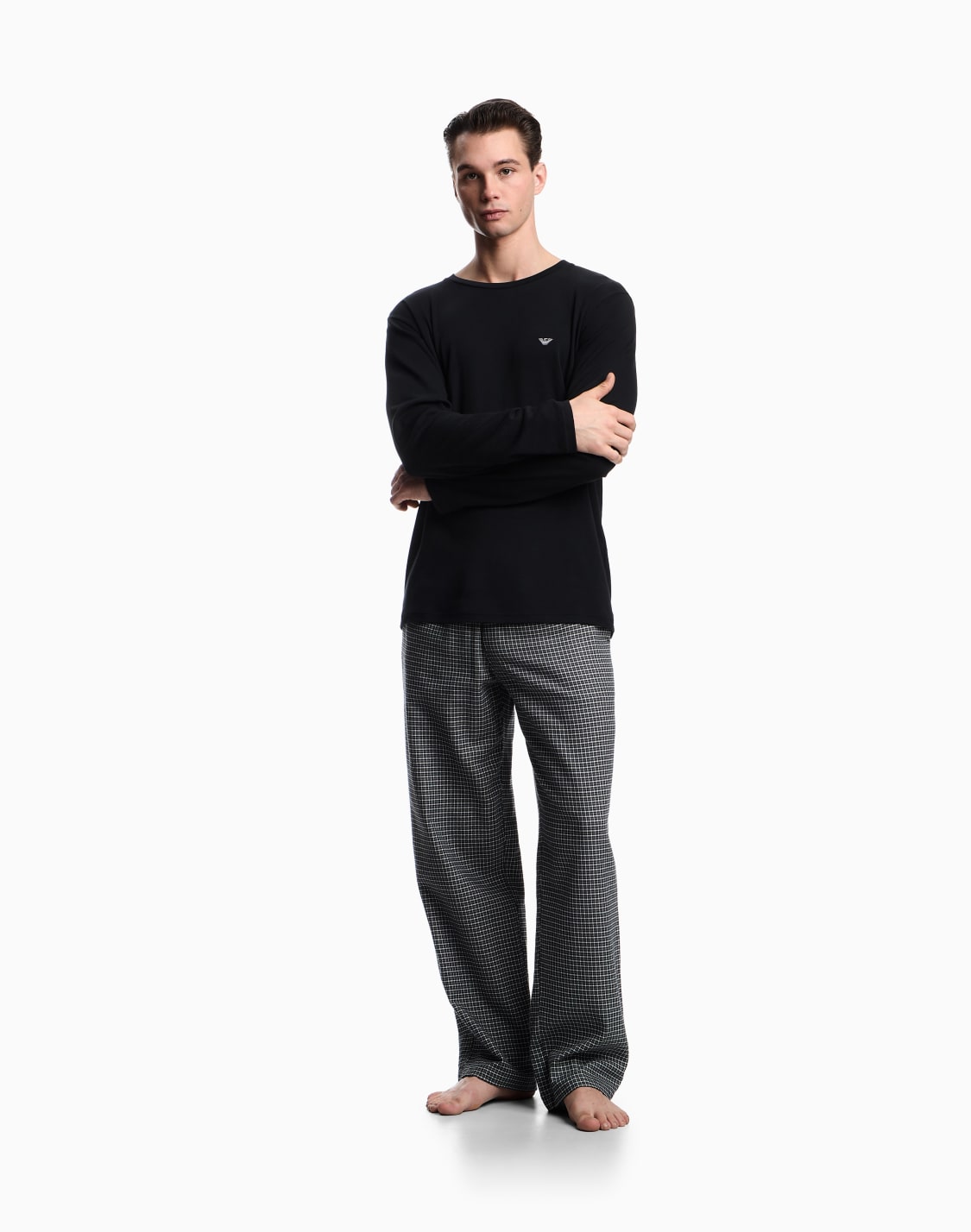 パジャマ-オルオバ-ジャカドパタン-パンツタイプ-ブラック--emporio-armani