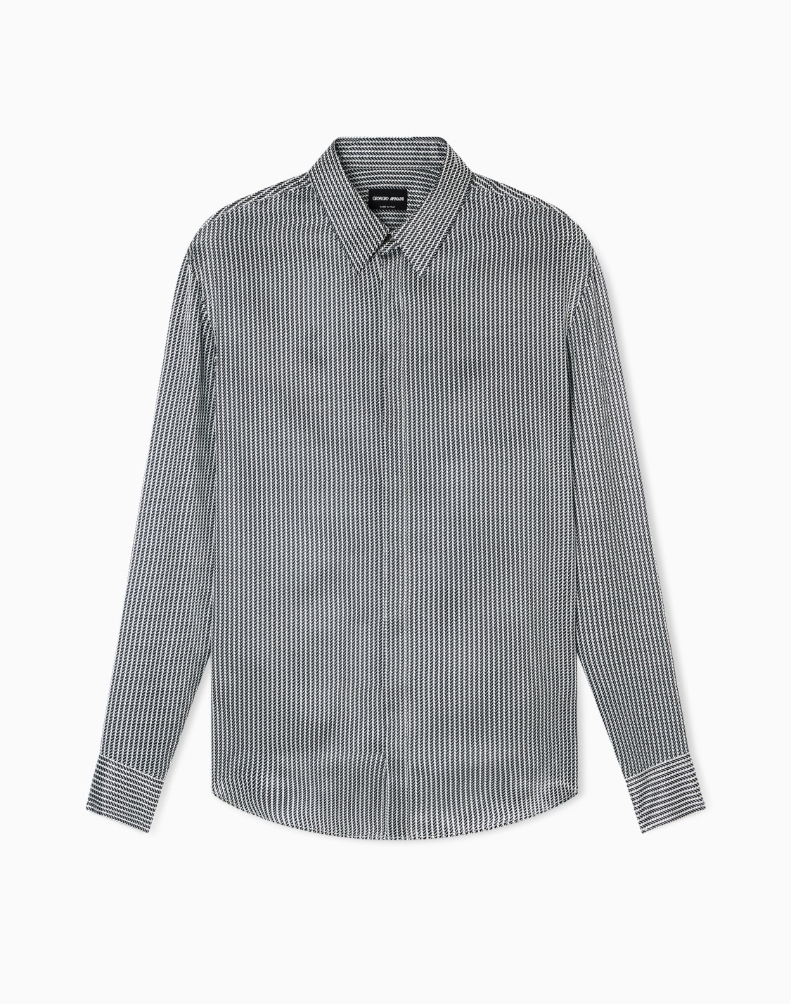 シャツ-シルクサテン-プリント-ブラック--giorgio-armani