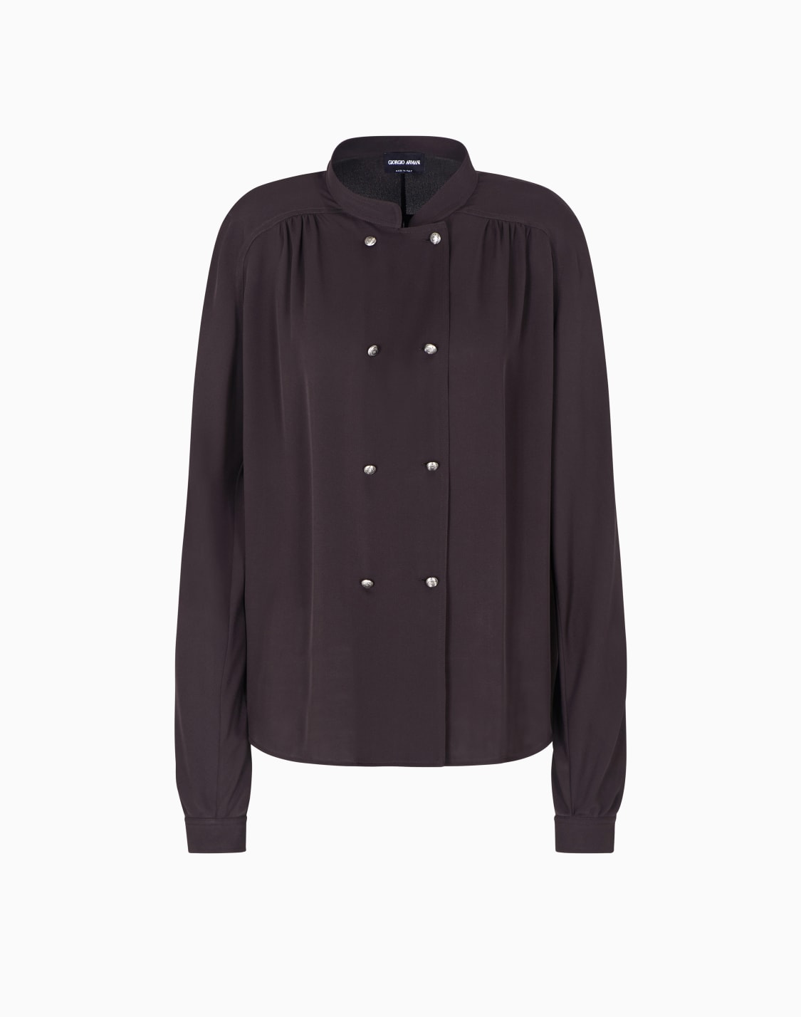 camicia-in-tripla-georgette-di-seta-marrone--giorgio-armani