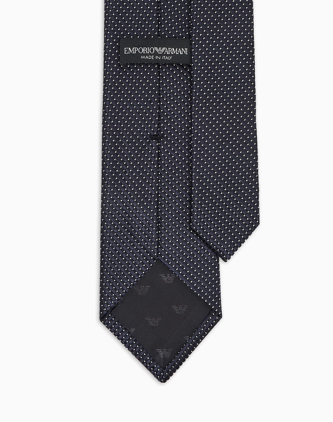 ネクタイ-ピュアシルク-ジャカドマイクロチェックパタン-ブラック--emporio-armani