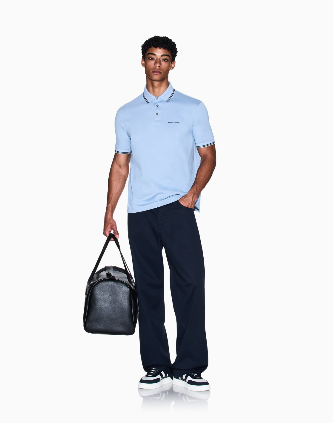 コットンツイル-バギデニムパンツ-ネイビブル--armani-exchange