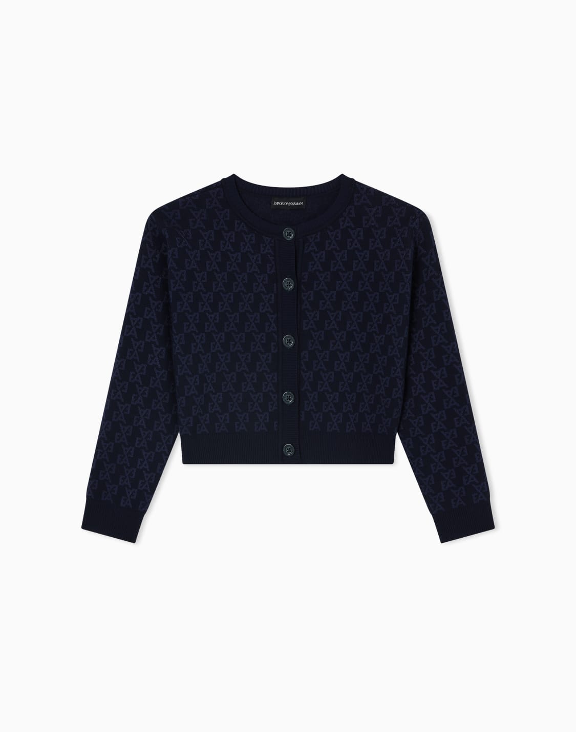 cardigan-in-a-jacquard-knit-with-an-all-over-ea-logo-blue--emporio-armani
