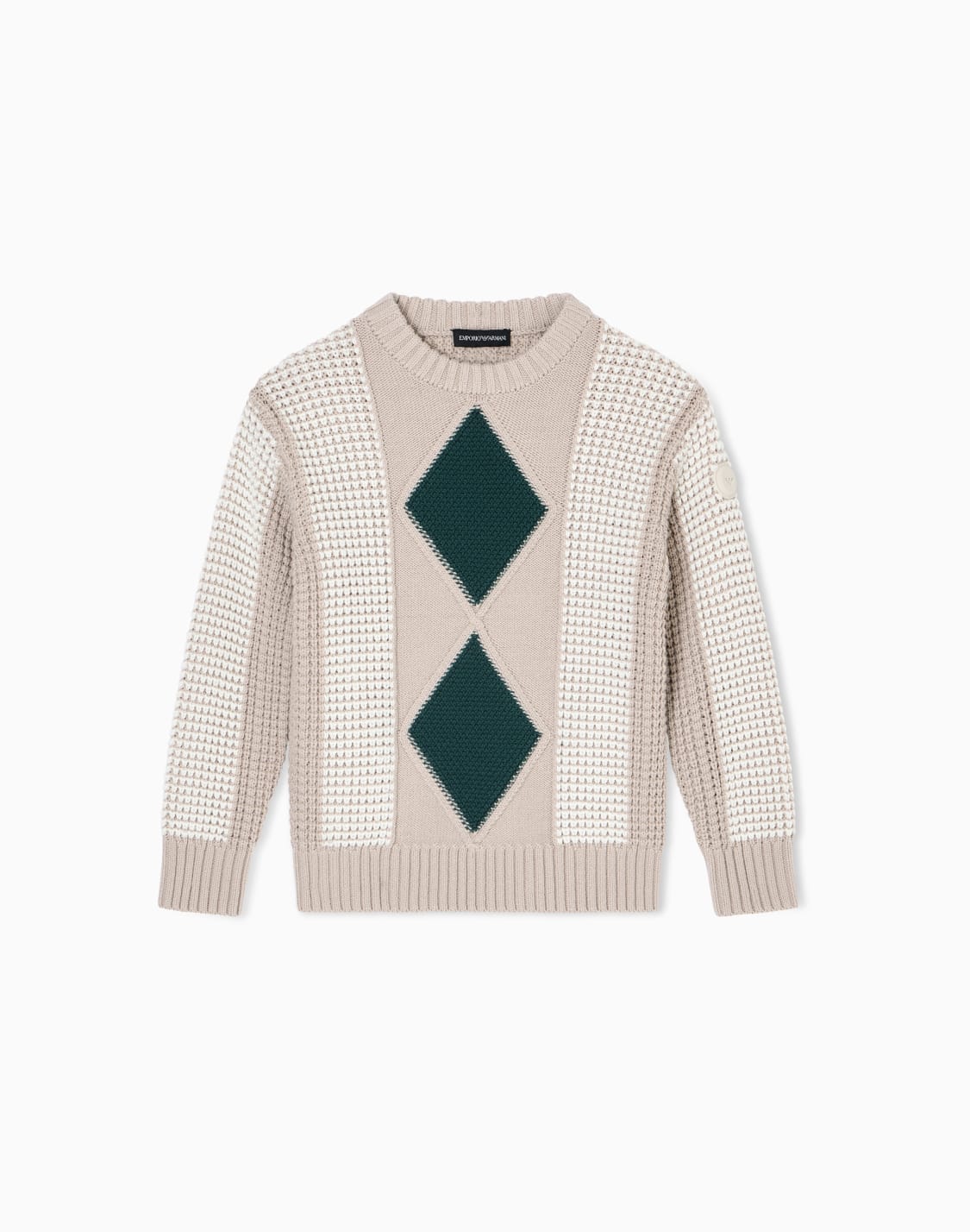 jumper-with-oversized-diamond-motif-in-a-mixed-stitch-knit-beige--emporio-armani