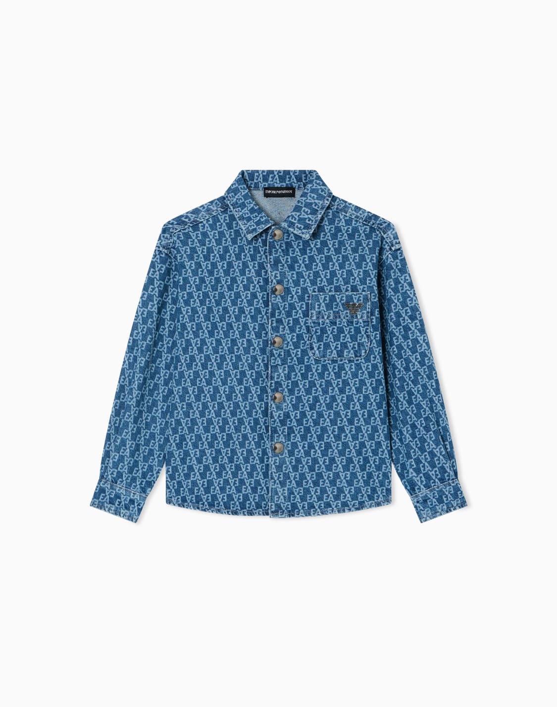 オバサイズ-シャツジャケット-デニム-レザカット-オルオバレタリング-ブル--emporio-armani