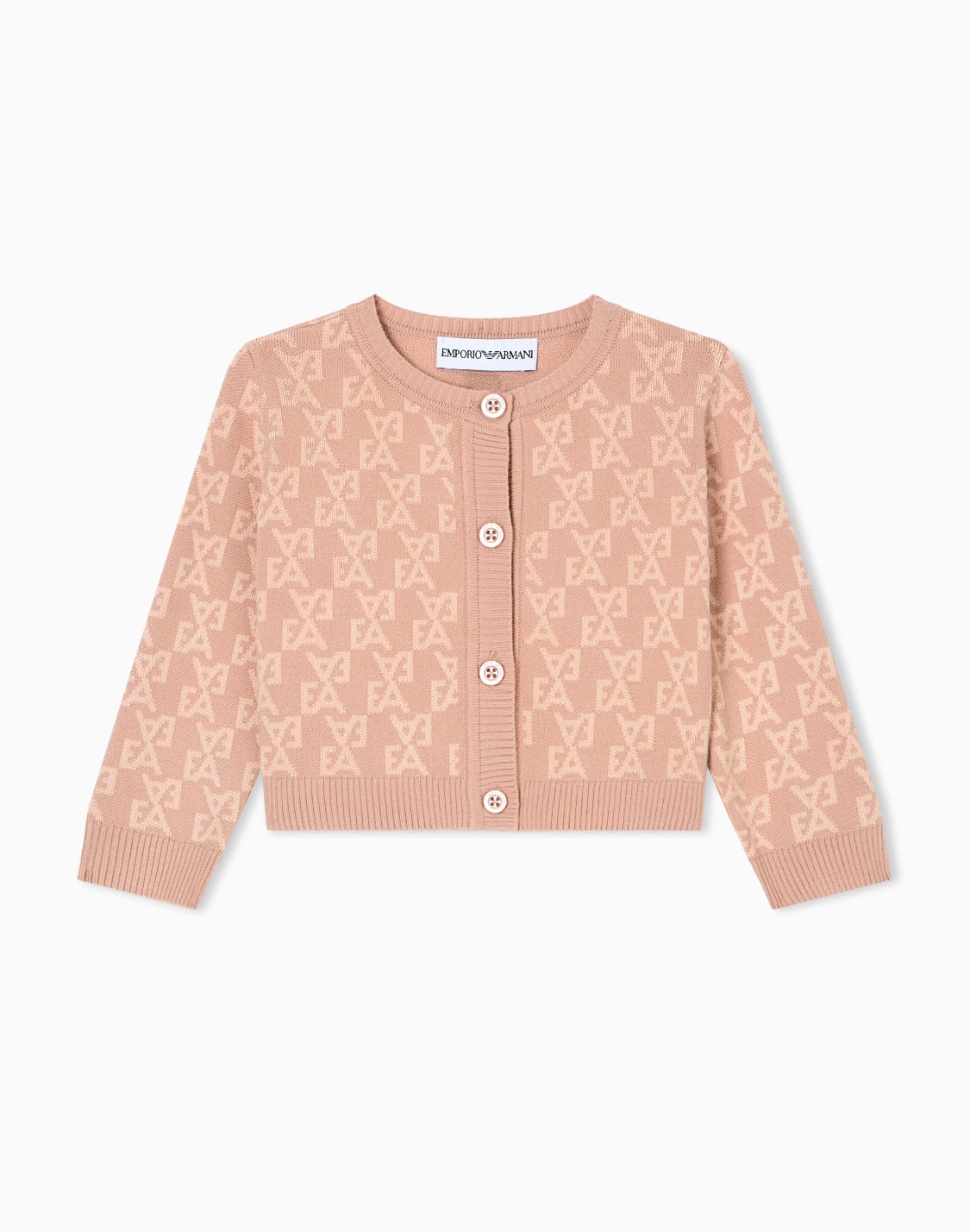 ニットカディガン-ジャカド-オルオバeaロゴ-ピンク--emporio-armani