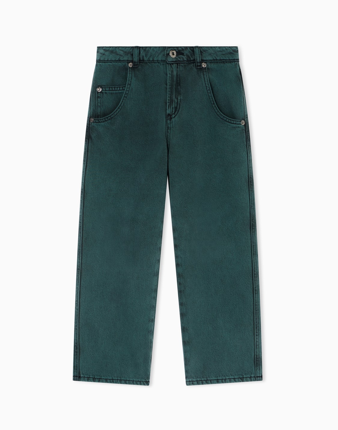 jean-coupe-large-en-denim-aspect-us-vert--emporio-armani