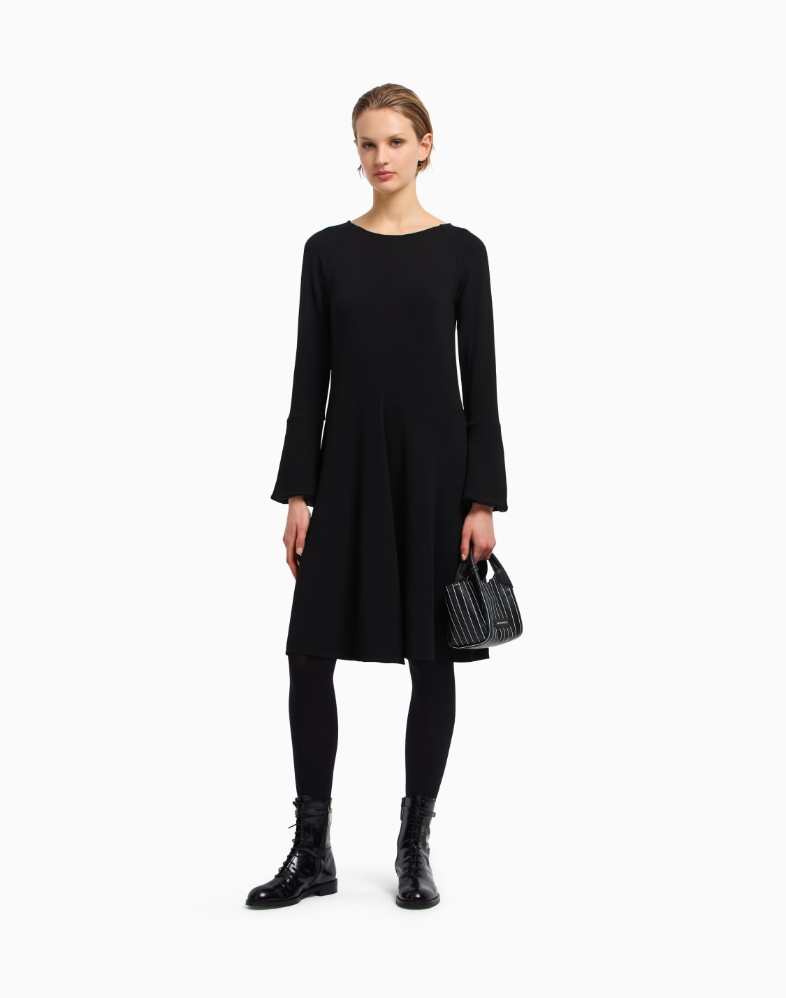 flared-crpe-jersey-dress-black--emporio-armani