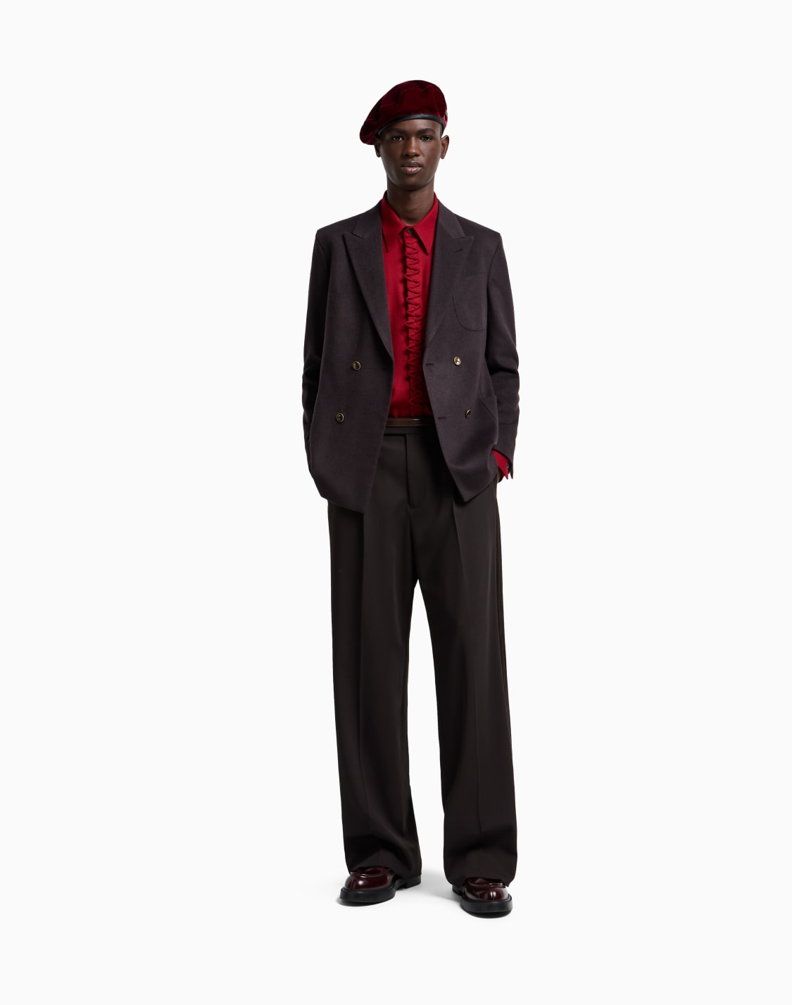 パンツ-ウルギャバジン-サテンバンド-グレ--emporio-armani