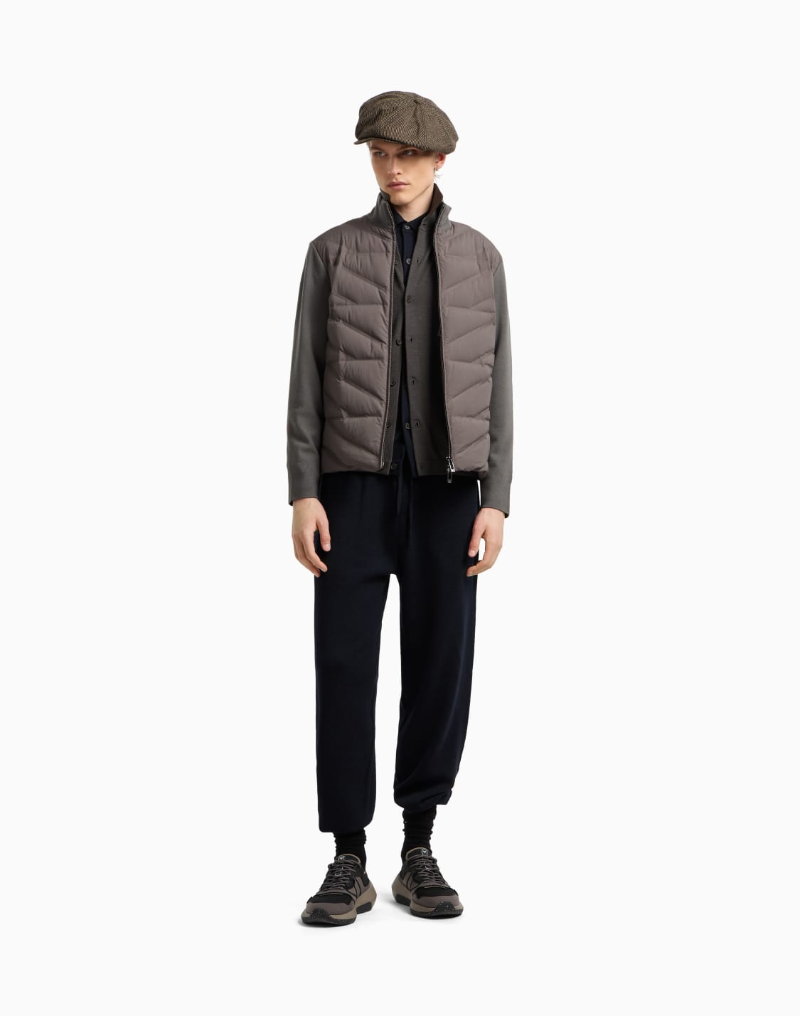 travel-essentials-two-piece-effect-full-zip-down-jacket-with-knit-sleeves-navy-blue--emporio-armani
