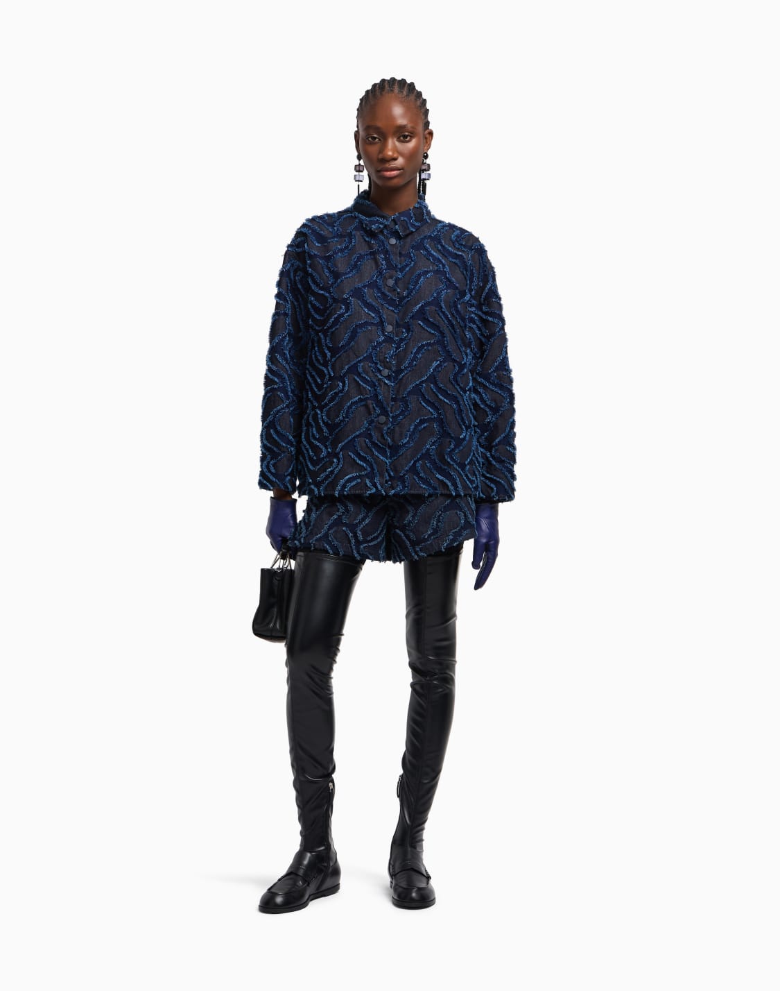 veste-chemise-en-denim-jacquard-avec-motif-en-relief-franges-bleu--emporio-armani