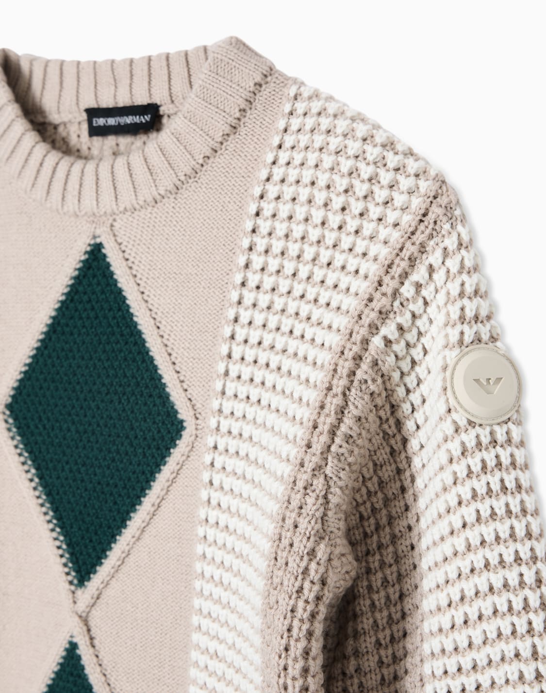 jumper-with-oversized-diamond-motif-in-a-mixed-stitch-knit-beige--emporio-armani